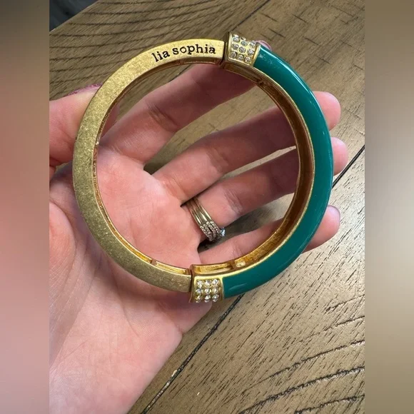 Lia Sophia Bangle Gold and Green Bracelet - Picture 2 of 3